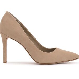Vince Camuto Beige Pointed-Toe Leather Pumps